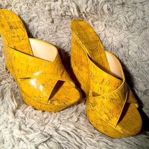 CASADEI Authentic yellow wedge sandal